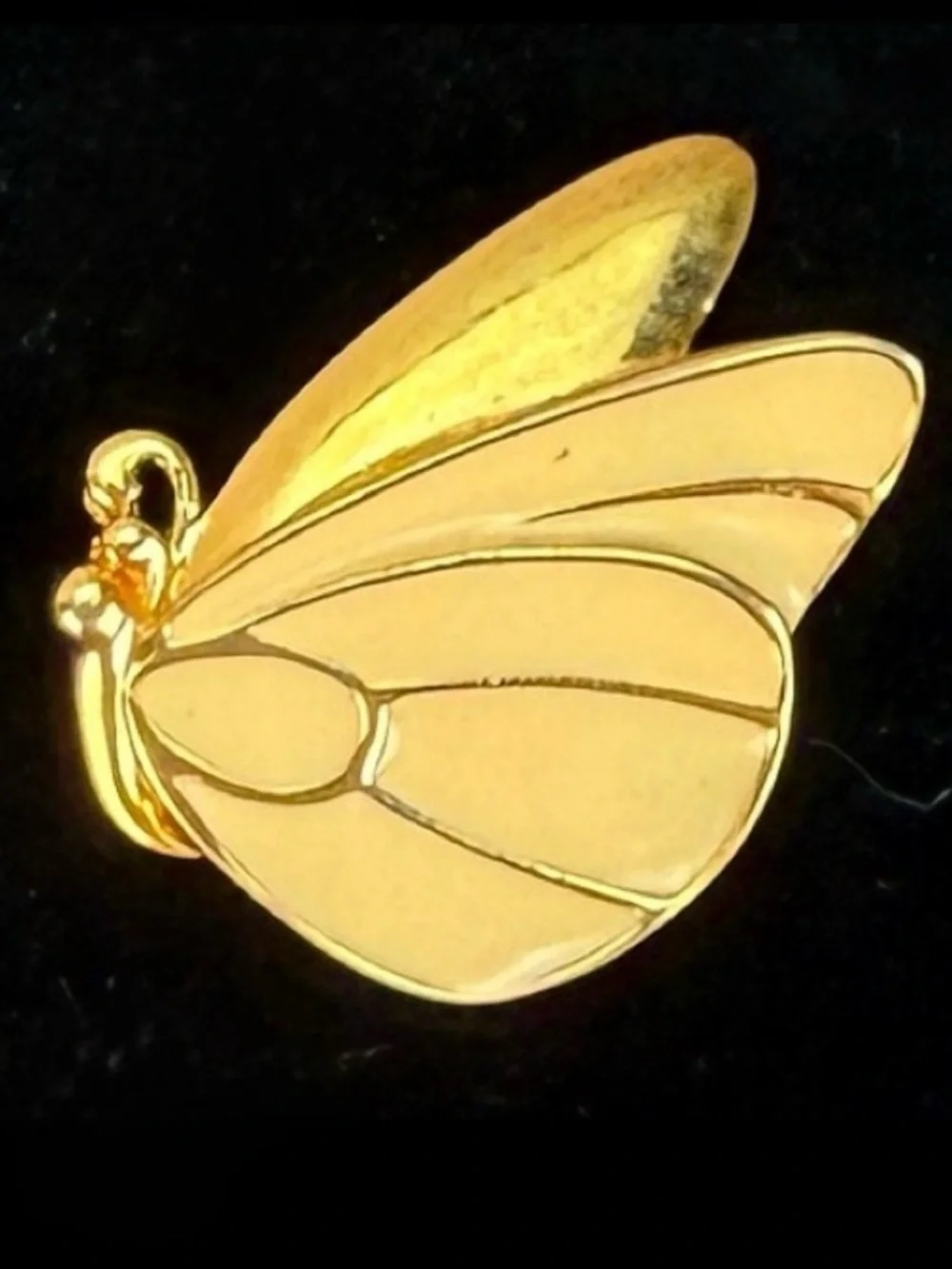 Goldtone vintage Yellow Butterfly Wing Brooch Pin